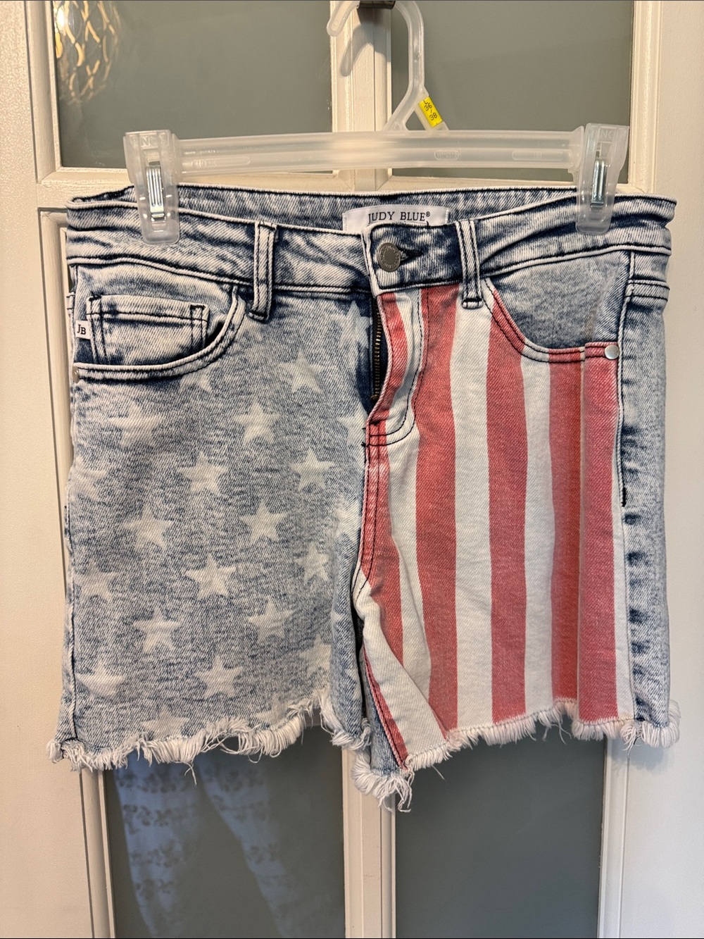 Judy Blue Star & Stripe Distressed Jean Shorts - Blue & Red